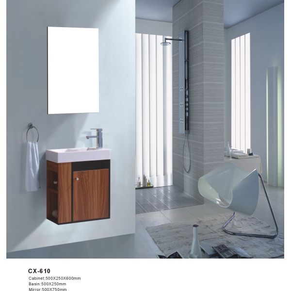 Wall Mounted 50cm Wide PVC Bathroom Vanity with Marble Countertop