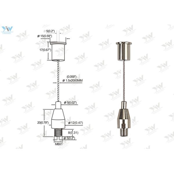 Self Locking Single String Light Suspension Kit , 1.5 Mm Stainless Steel Wire Hanging Kit