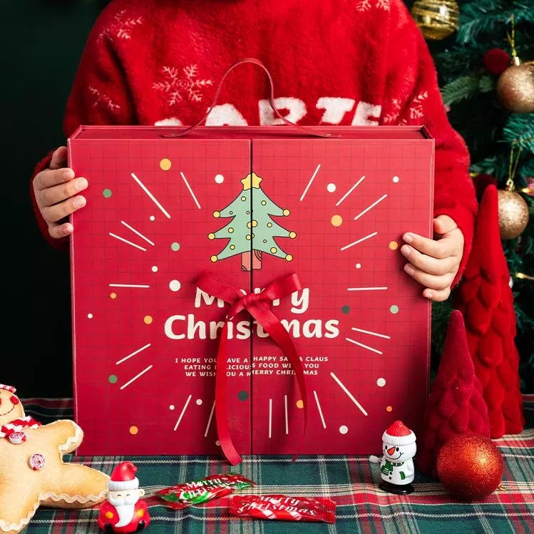 Rigid Christmas Advent Calendar Box Double Door Rigid Box With Small Drawers