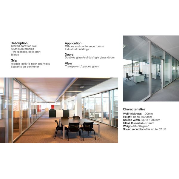 Tempered Aluminum Frame Glass Partition For Office / Hotel Decoration