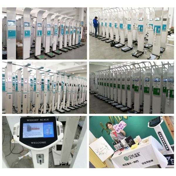 Heart Rate Height And Weight Measuring Scale , LCD Advertising Omron Blood Pressure Machine