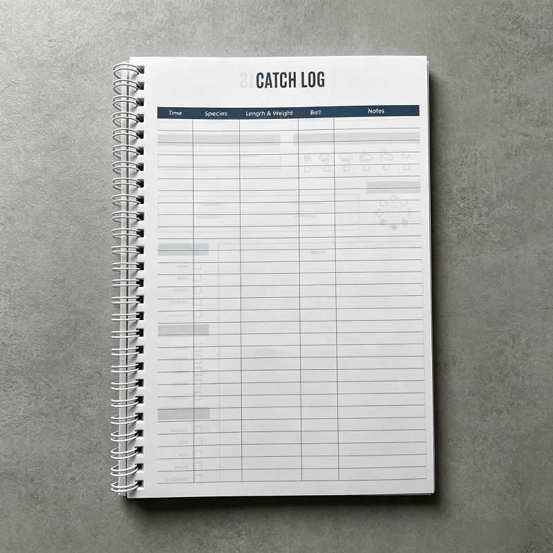 Fishing Catch Log Book With Durable Stone Paper Pages And Wire-O Binding
