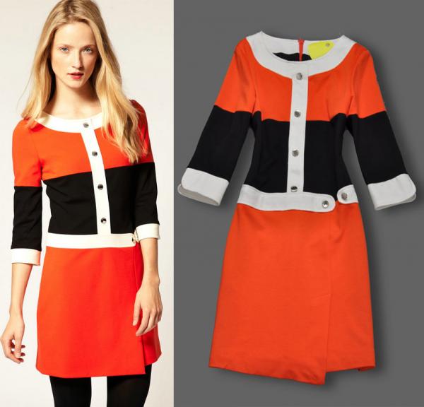 Quality Yellow And Red Jersey Short Flared Dresses For Ladies / Womens wholesale