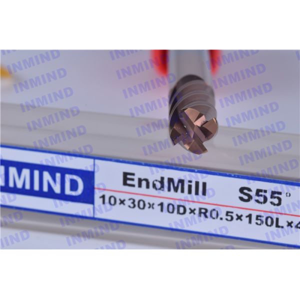 HRC55 4 Flute End Mil Corner Radius Cutter With 0.6 um Grain Size SiN Coating