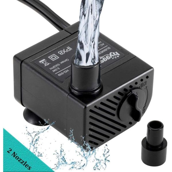 Ultra Quiet Submersible Water Pump 3W Aquarium With 2 Nozzles