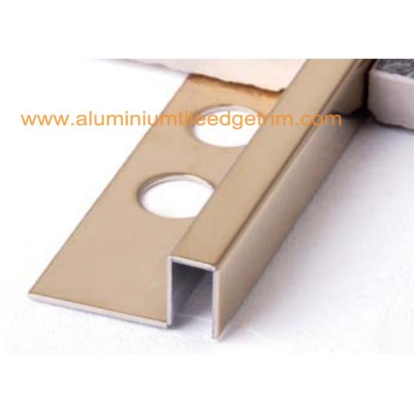 Gold Mirror Stainless Steel Tile Trim 12mm , Stainless Steel Square Edge Tile Trim