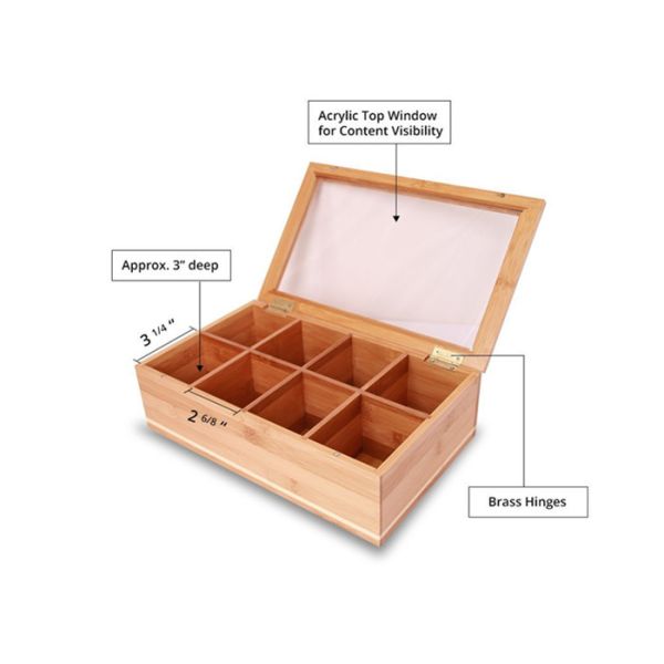 Attractive Design Bamboo Storage Organizer Tea Box Strong Magnetic Closure