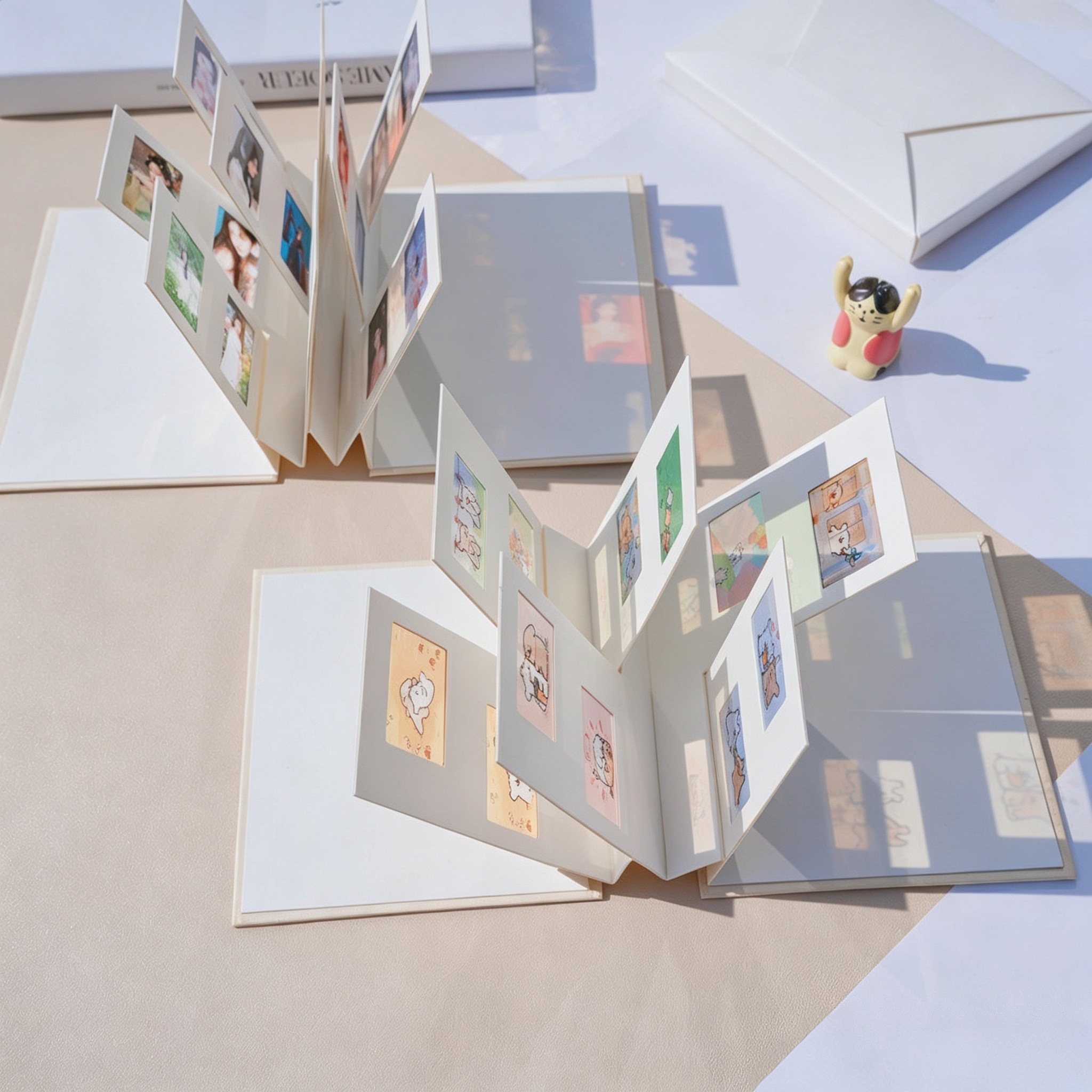 Accordion Fold Shadow Photo Album With Window Frame Panels And 3M Adhesive