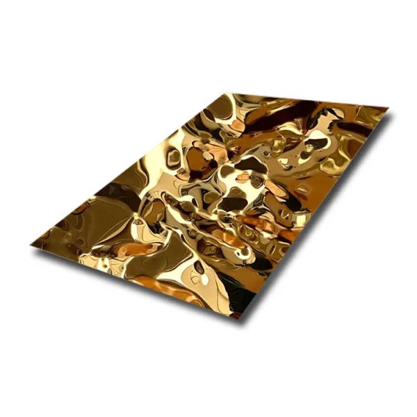 201 304 316 Water Ripple Steel Sheet Mirror Polished Champagne Gold Color Decorative