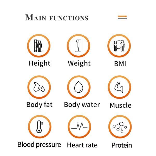Blood Pressure Body Height And Weight Analysis Scales HD 10.2 Inch Bluetooth