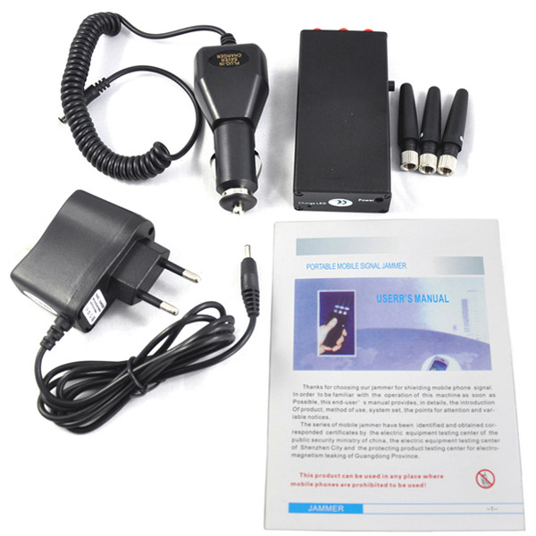 3 Antenna Mini Mobile Phone Signal Jammer 3G/GSM/CDMA/DCS/PHS GPS Blocker Inbuilt Battery