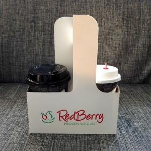 China Eco - Friendly Disposable Coffee Cup Carrier Coffee Kraft Paper Cups Holder on sale