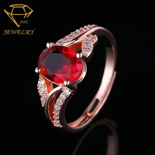 Pave Setting Personalized Silver Ring Blood Ruby Stone