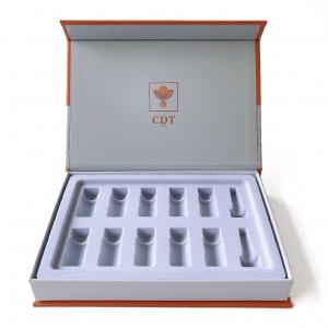 Cheap Orange Elegant Beauty Box Gift Set Custom Glass Bottle Holder Inserts for sale