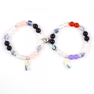 China 8MM Multi-Color Natural Crystal Friendship Jewelry Distance Bracelet Hearts Magnets Bracelet For Gift on sale