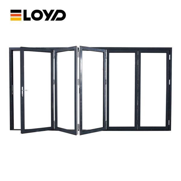 Aluminium Accordion Glass Folding Patio Doors Trifold Collapsible Fire Rated