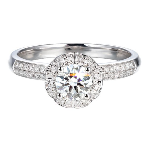0.5ct 0.28ct 18K Gold Diamond Rings 2.9g Edwardian Cluster Engagement Rings