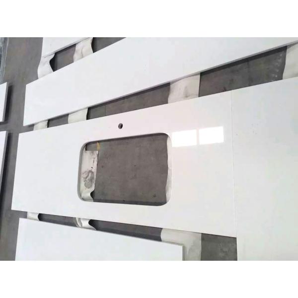 Polished Marble Granite Quartz Countertops , Man Made White Solid Surface Worktop