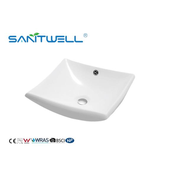White Color Hand Wash Ceramic Art Basin With Solid Surface Size 420 * 420 * 145mm