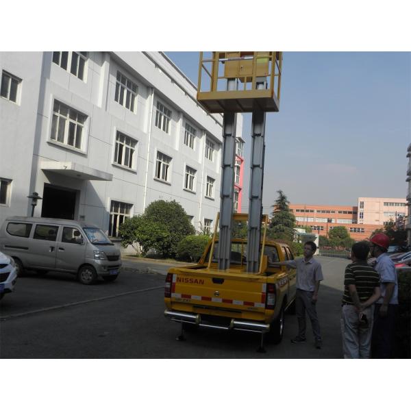 Hydraulic Vertical Aerial Work Platform Aluminium Alloy Double Mast For Airports