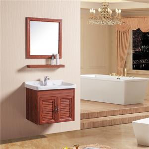 Cheap Double Doors Floating Sink Vanity , Wall Mounted Sink Cabinet With Mirror And Shelf for sale