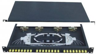 ST adapter face plate 24 fibers Rack-Mounted Fiber Optic Terminal Box black cold-rolling steel sheet