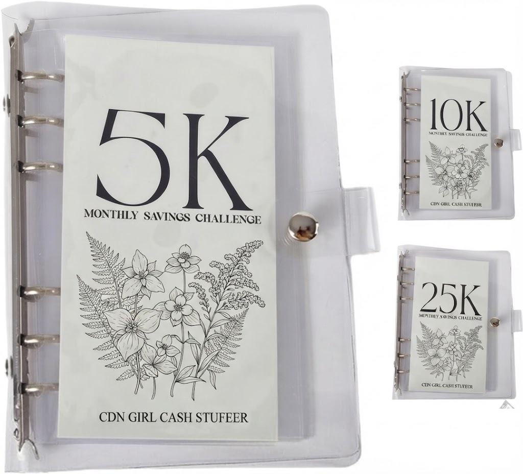 Savings Challenge Calendar Binder With 6-Ring Mechanism For Cash Budgeting