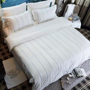 China Hotel Linen Printing Jacquard Satin Stripe 100% Cotton Hotel Bedding Set Hotel Bed Linen on sale