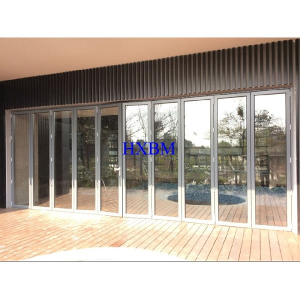 Glass 12A Aluminum Folding Doors 2.0mm Profile Double Glazed