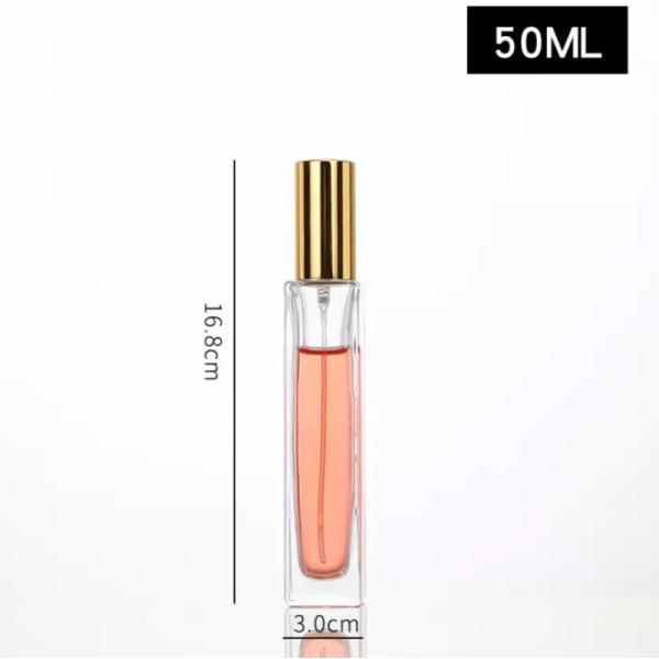 50ml Clear Travel Perfume Bottle , Empty Cologne Bottles With Gold Screw Cap