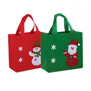Cheap 2021 new hot selling  Christmas Santa  felt tote bag reusable woman  shopping bag handle bag for Christmas gift for sale