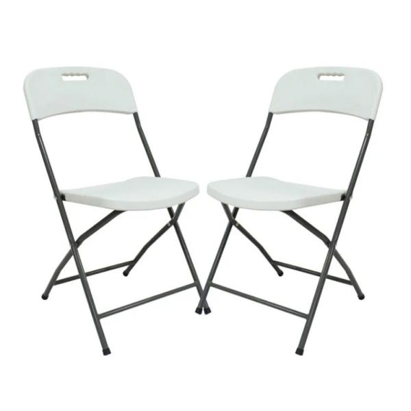 Outdoor White Plastic Metal Folding Chairs For Events Garden Party Chairs