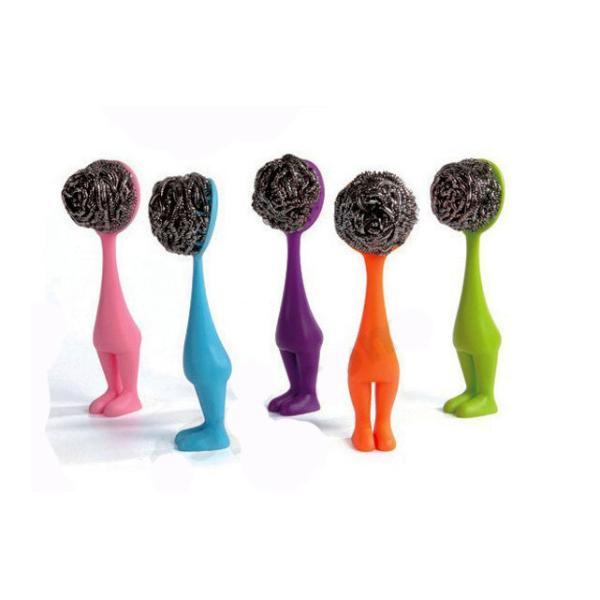 Handle Type Stainless Scouring Pad , Stainless Steel Scrubber For Bowls / Gas Cooker Cleaning
