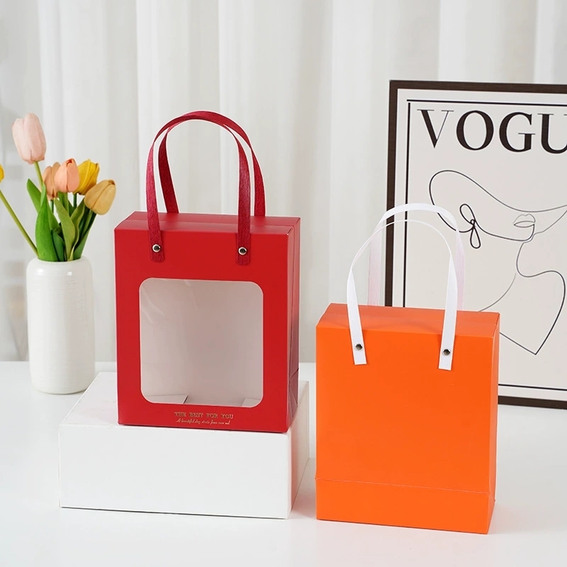 Window Paper Gift Bags With Handles For Retail And Boutique Packaging