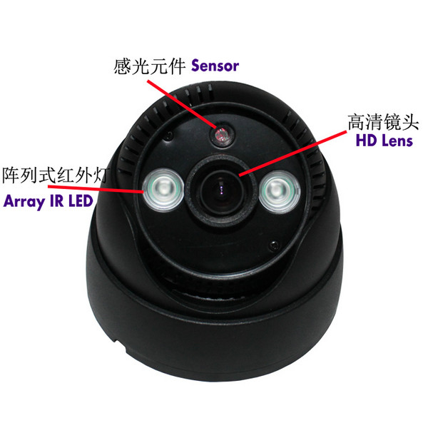 K902 Double Lamp Array IR Night Vision Mini Dome 1/4 CMOS CCTV Surveillance TF DVR Camera