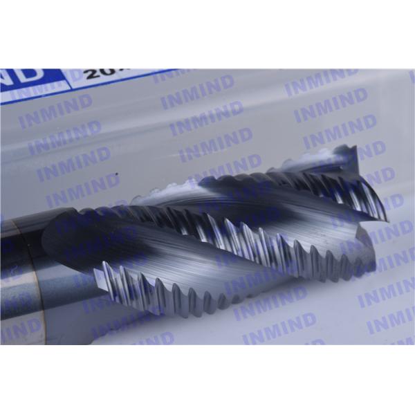 2.4 mm Pitch AlTiN Coating Rough Cut End Mill , 4 Flute Solid Carbide Drill Bits