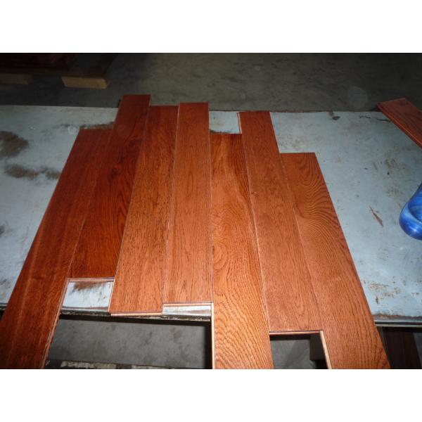 Oak Solid Flooring .Flat Surface,UV lacquer， Gunstuck Color