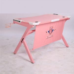 Cheap Pink Ergonomic PS4 Gaming Desk MDF Surface Steel Alloy Frame for sale
