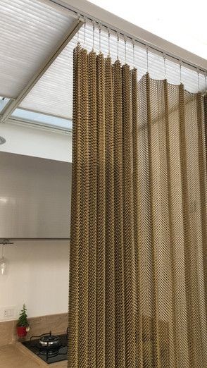 Anodized Oxidation Woven Metal Wire Mesh Drapery With Rails / Other Accessories