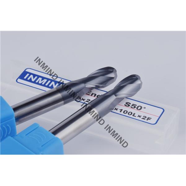 8 mm AOL 150 mm Black Surface Extra Long Carbide End Mills For Milling Quenching / Tempered Steel