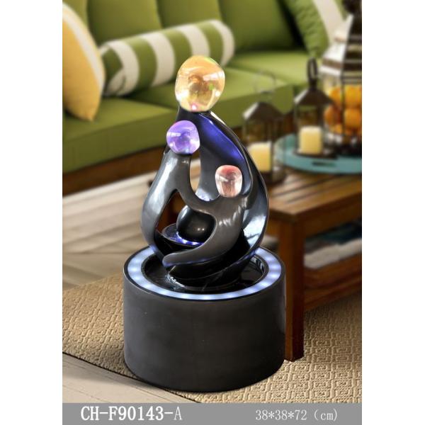 H72CM Solar Water Feature Lights Glossy Grey Couple With Candle