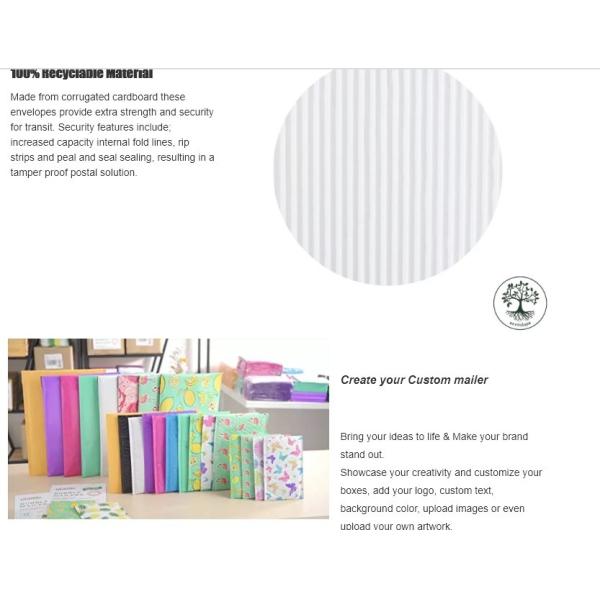 100% Recycled Custom Printing Kraft Bubble Envelopes / Honeycomb Paper Corrugated Padded Bag