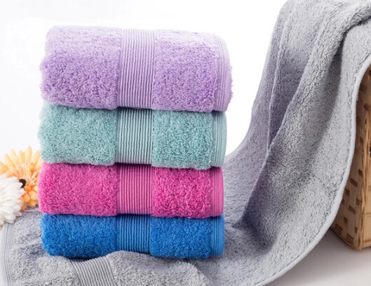 100% cotton plain color terry dobby border bath towel banded bath towel, cotton bath towel