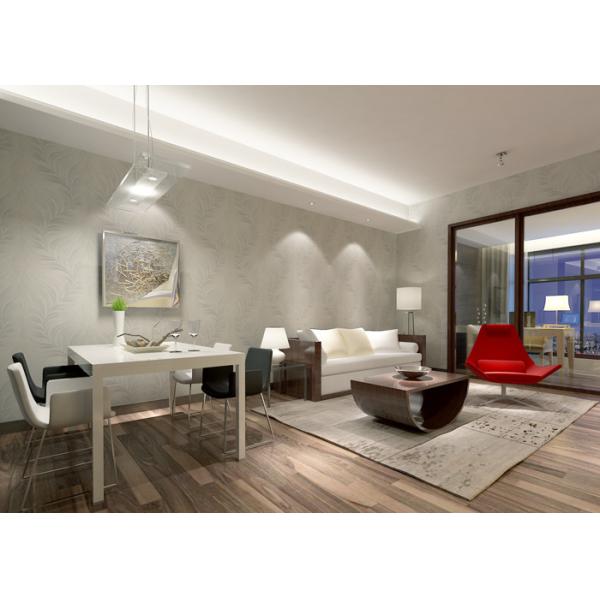 Moisture - proof Silver White Leaf Pattern Wallpaper For Living Room