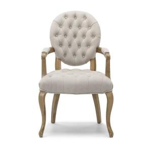 China Round back button tufted event chair new design button seat with linen fabric wedding rental chairs with armrest on sale