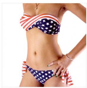 China Wholesale - Fashion steel bikini american flag steel bikini swimwear Padded Swimsuit on sale
