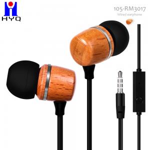 China Wooden 98dB Wired In Ear Earbuds Lightweight Music Sound Earphones on sale