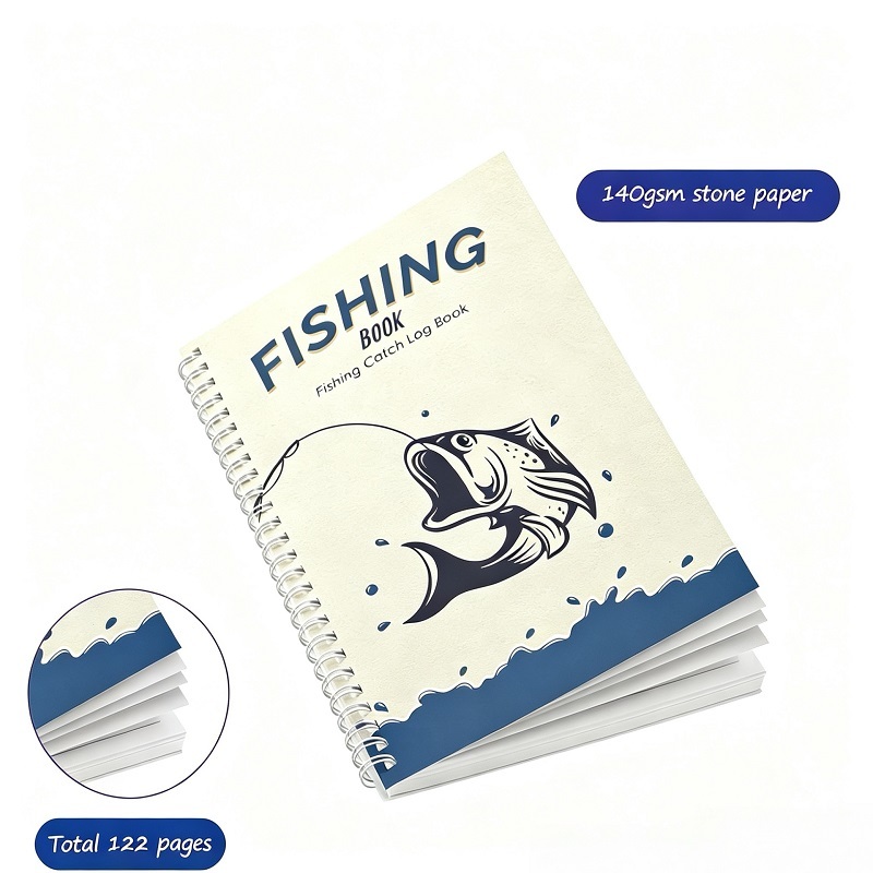Fishing Catch Log Book With Durable Stone Paper Pages And Wire-O Binding