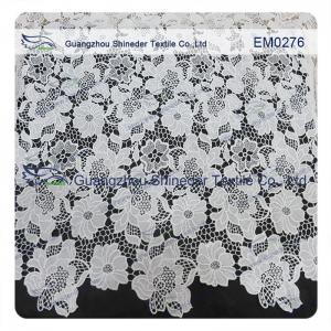 Cheap Mesh polyester lace Fabric White Flower Embroidered Lace material for girls dress for sale