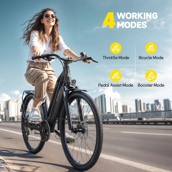 TST C624 26'' Frame 5 Modes 7 Speed 32-37km/h Electric City Bike High Speed Brushless Pedal-Assist Digital Charging 36V Lithium